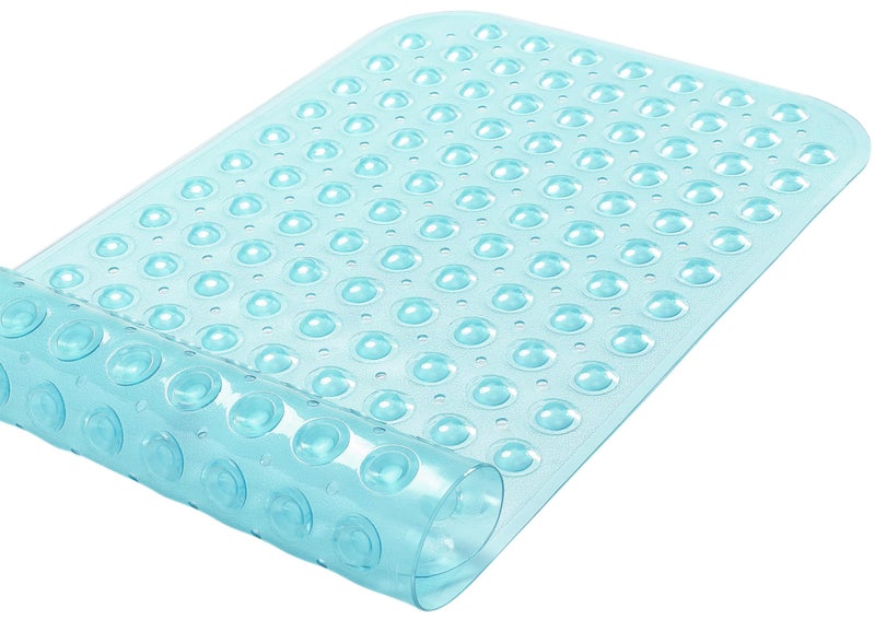 TIKE SMART Large Non-Slip Bathtub & Shower Mat 31 inch x16 inch (Smooth/Non-Textured Tubs Only) Safe, Clean, Machine-Washable, Superior Grip&Drainage, Vinyl, Transparent Aqua/Blue-Green, Medium - Image 5